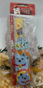 Blue Lucky Cat Stationary Set