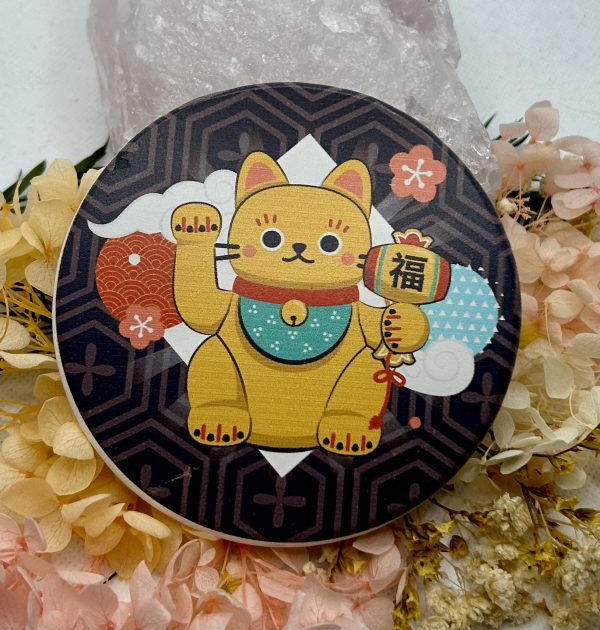 Gold Cat Lucky Cat Coaster