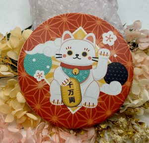 White Cat Lucky Cat Coaster