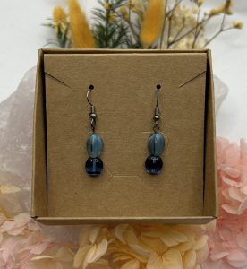 Blue Upcycled Silver Plate Earrings