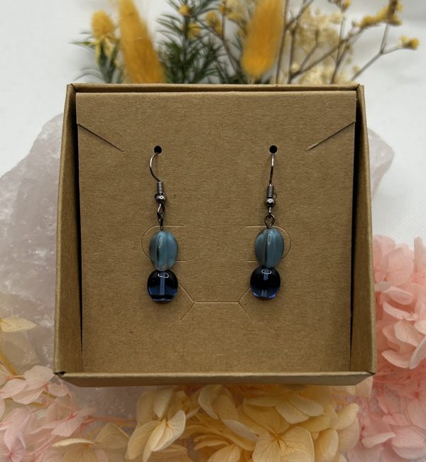 Blue Upcycled Silver Plate Earrings