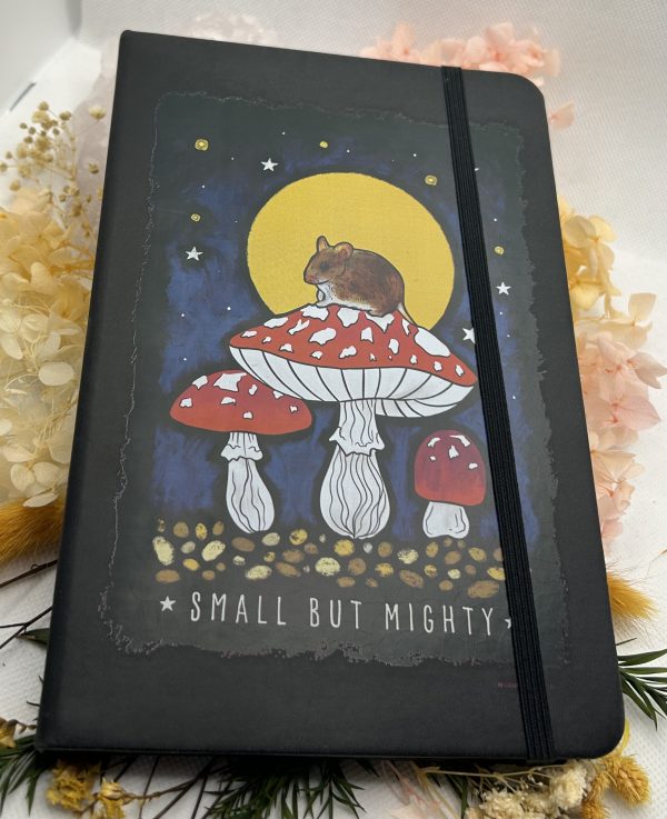 “Small But Mighty” A5 Hardback Notebook – Moonlit Toadstools & Mouse Design