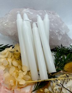 White purity and healing spell candles for rituals and meditation